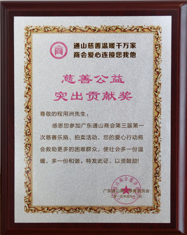 通山慈善公益突出貢獻獎